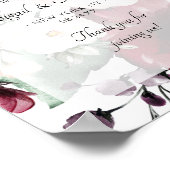 Begrüßungszeichen von Burgund Violet Peach Floral  Poster (Ecke)