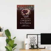 Begrüßungszeichen von Burgundy Floral Lantern Poster (Heimbüro)
