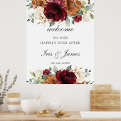 Begrüßungszeichen von Burgundy Orange Ivory Floral Poster (Küche)