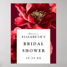 Begrüßungszeichen von Burgundy Red Floral Brautpar