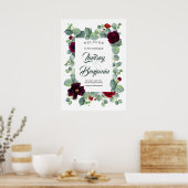 Begrüßungszeichen von Burgundy Red Floral Poster (Küche)