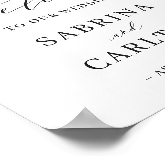 Begrüßungszeichen von Burgundy Red White Floral Poster (Ecke)