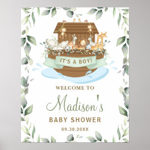 Begrüßungszeichen von Chic Greenery Noah, Ark Baby Poster