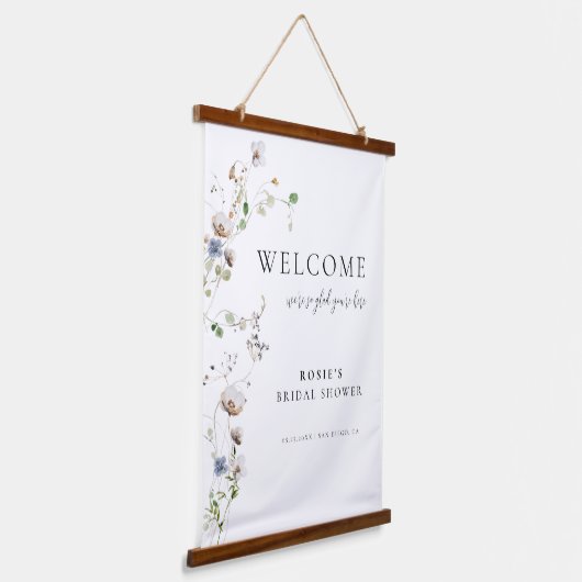 Begrüßungszeichen von Dainty Wildblume Wandteppich Mit Holzrahmen (Gewinkelt)