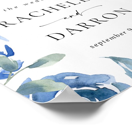 Begrüßungszeichen von Dusty Blue & Blue Floral Poster (Ecke)