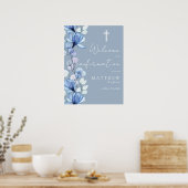 Begrüßungszeichen von Dusty Blue Floral Poster (Küche)