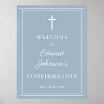 Begrüßungszeichen von Dusty Blue Modern Border