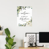 Begrüßungszeichen von Greenery Pumpkin Fall Baby D Poster (Heimbüro)