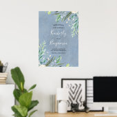 Begrüßungszeichen von Greenery und Dusty Blue Poster (Heimbüro)
