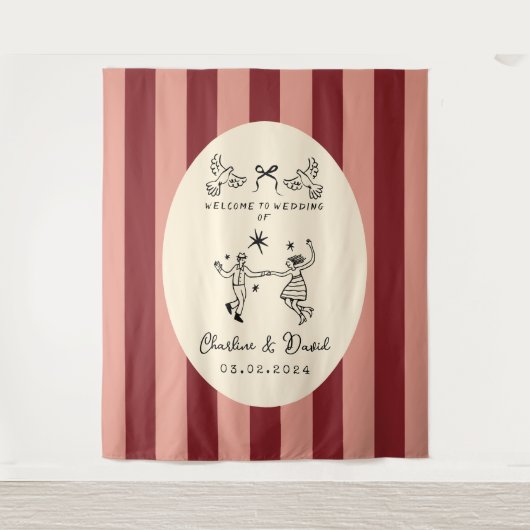 Begrüßungszeichen von Hand Drawn Scribble Wandteppich (Vorderseite)