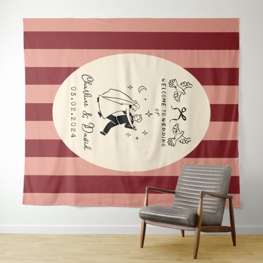 Begrüßungszeichen von Hand Drawn Scribble Wandteppich (Beispiel (Horizontal))