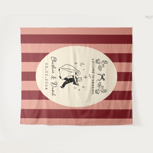 Begrüßungszeichen von Hand Drawn Scribble Wandteppich (Vorderseite (Horizontal))