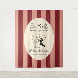 Begrüßungszeichen von Hand Drawn Scribble Wandteppich