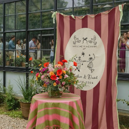 Begrüßungszeichen von Hand Drawn Scribble Wandteppich