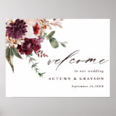Begrüßungszeichen von Herbst Romance Floral Weddin Poster (Vorne)