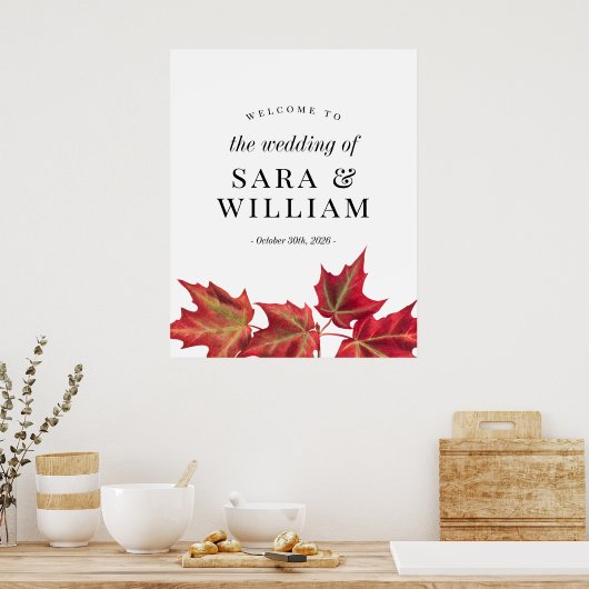 Begrüßungszeichen von Herbstlauben Poster (Küche)