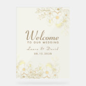 Begrüßungszeichen von Ivory Gold Floral Acrylic Acrylschild (Vorderseite)