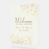 Begrüßungszeichen von Ivory Gold Floral Acrylic Acrylschild (Winkel)