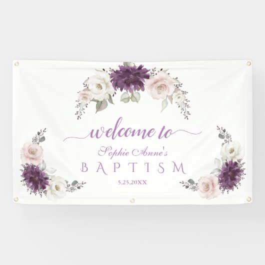 Begrüßungszeichen von Lavender Blush White Floral  Banner (Horizontal)