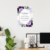 Begrüßungszeichen von lila und Silberblumen Boho Poster (Heimbüro)