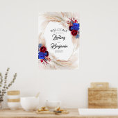 Begrüßungszeichen von Pampas Grass Floral Wreath Poster (Küche)