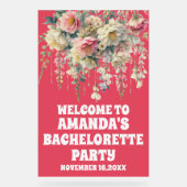 Begrüßungszeichen von Red Acrylic Floral Bachelore Acrylschild (Vorderseite)