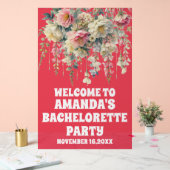 Begrüßungszeichen von Red Acrylic Floral Bachelore Acrylschild (Hochzeit)