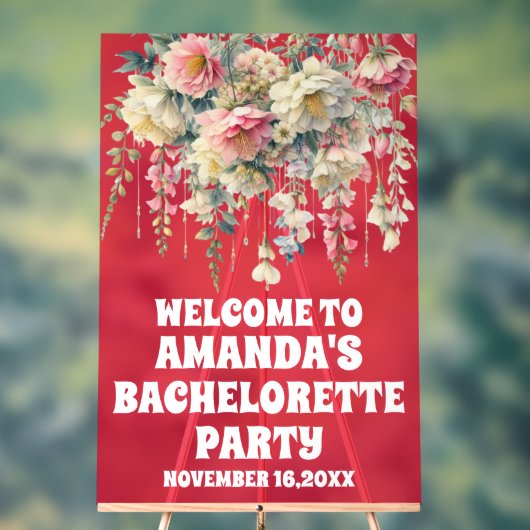 Begrüßungszeichen von Red Acrylic Floral Bachelore Acrylschild (Neutral)