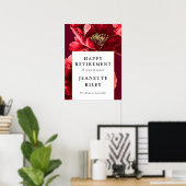 Begrüßungszeichen von Red Elegant Floral Happy Ret Poster (Heimbüro)