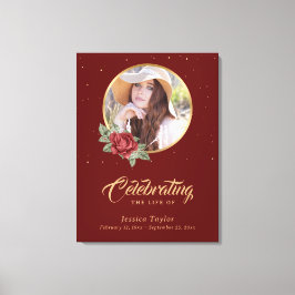 Begrüßungszeichen von Red Gold Floral Leinwanddruck