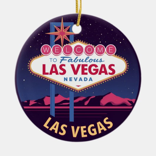 Begrüßungszeichen von Retro Las Vegas Keramik Ornament (Vorne)
