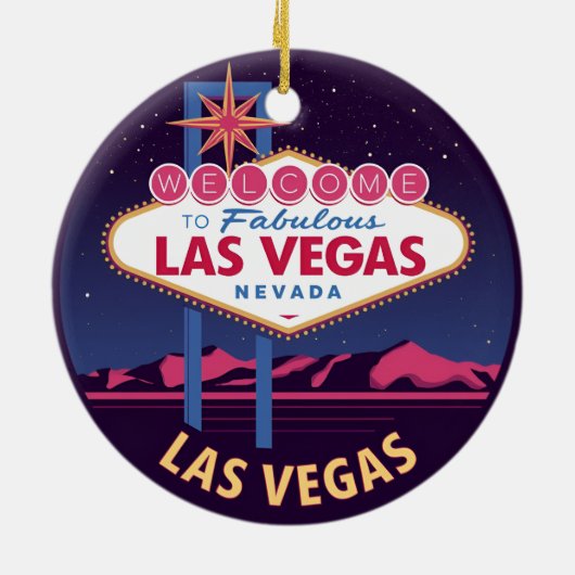 Begrüßungszeichen von Retro Las Vegas Keramik Ornament (Hinten)