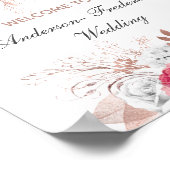 Begrüßungszeichen von Rosa White Rose Gold Floral Poster (Ecke)
