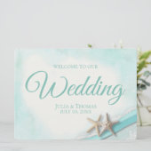 Begrüßungszeichen von Starfish und Lace Vintag Bea Einladung (Stehend Vorderseite)