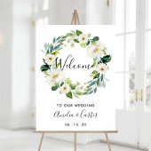 Begrüßungszeichen von White Floral Wreath Poster