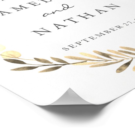 Begrüßungszeichen Wasserfarbe Gold Leaf Kranz Poster (Ecke)