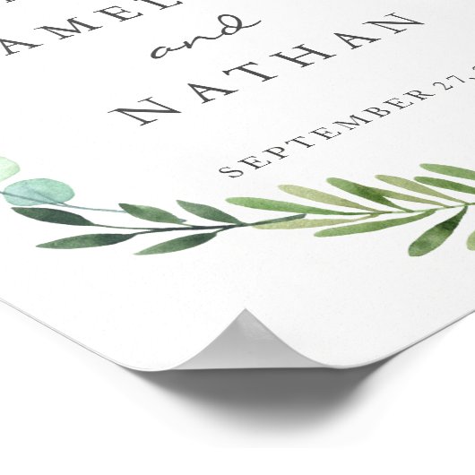Begrüßungszeichen Wasserfarbe Grüner Leaf Kranz Poster (Ecke)