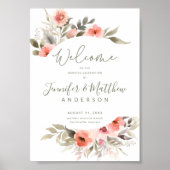 Begrüßungszeichen Wasserfarbenblush-Rose Poster (Vorne)