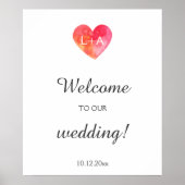 Begrüßungszeichen, Wasserfarbenherz, Initialen Poster (Vorne)