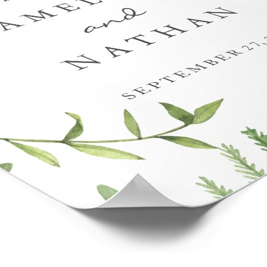 Begrüßungszeichen Wasserfarbenleaf Kranz Poster (Ecke)