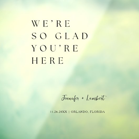 Begrüßungszeichen | Wir sind so froh, dass du hier Fensteraufkleber (Blatt 3)