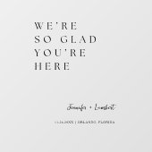 Begrüßungszeichen | Wir sind so froh, dass du hier Fensteraufkleber (Blatt)