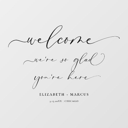 Begrüßungszeichen | Wir sind so froh, dass du hier Fensteraufkleber (Blatt)