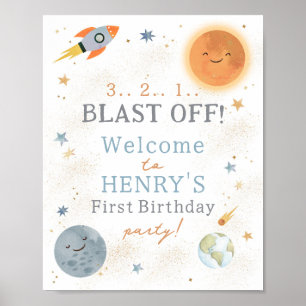 Begrüßungszeichen zum ersten Geburtstag im Weltrau Poster