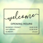 Begrüßungszeiten hinzufügen Logo schwarz Fensteraufkleber (Blatt 3)