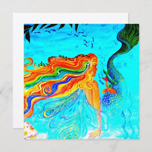 behaarte Meerjungfraueinladung des Regenbogens Einladung (Vorne/Hinten)