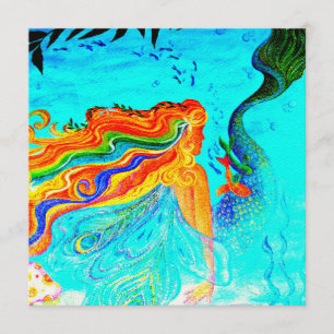 behaarte Meerjungfraueinladung des Regenbogens Einladung