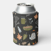 Behagliche Herbstelemente: Warmes Muster. Dosenkühler (Kanne Rückseite)