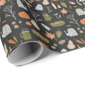 Behagliche Herbstelemente: Warmes Muster. Geschenkpapier (Rolleneckpunkt)