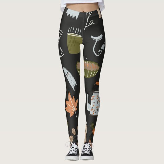 Behagliche Herbstelemente: Warmes Muster. Leggings (Vorderseite)